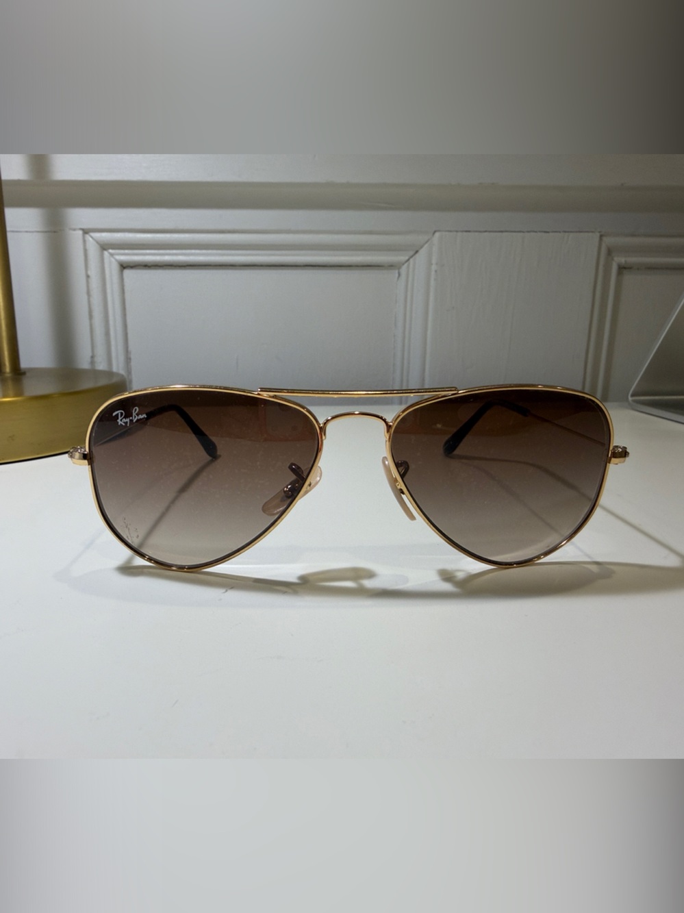 Ray-Ban KIDS Gold Frame Brown Lens Aviator Sunglasses - Classic Pilot Style